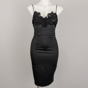 Gianni Bini | satin lace top black mini dress | XS